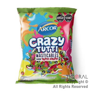 CARAMELOS MASTICABLES CRAZY TUTTI FRUTI X 800 GR